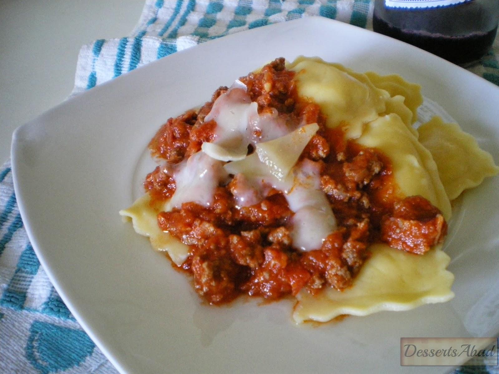 Raviolis de queso con ternera Raviolis de queso con ternera