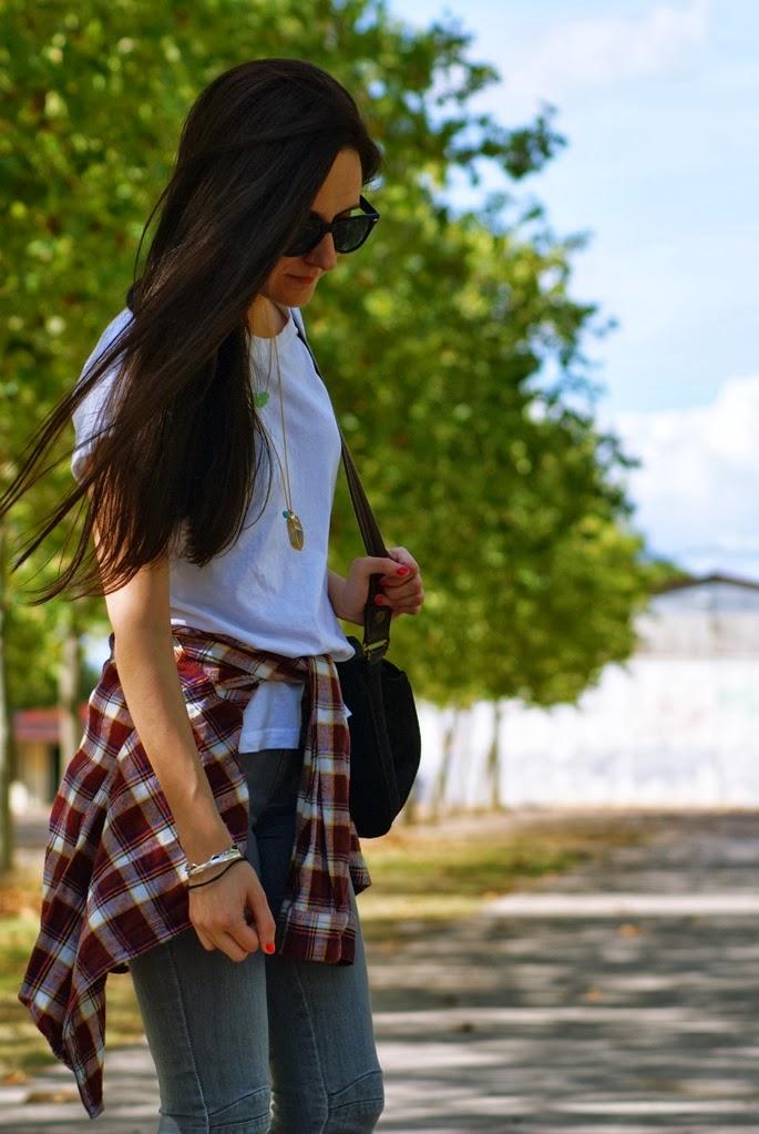 PLAID AND MY NEW JEWELRYTee/camiseta: zara, necklaces/ co...