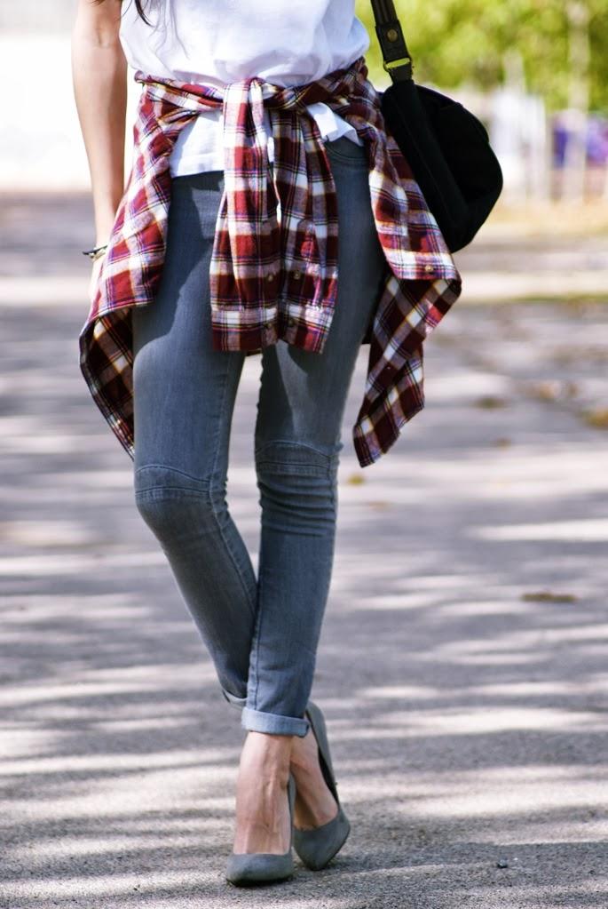 PLAID AND MY NEW JEWELRYTee/camiseta: zara, necklaces/ co...