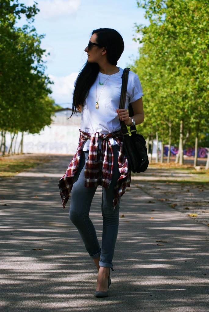 PLAID AND MY NEW JEWELRYTee/camiseta: zara, necklaces/ co...