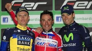 PURITO RODRÍGUEZ REVALIDA TITULO EN LOMBARDIA Y ASALTA EL 1 DEL RANKING Podio Giro Lombardia 2013