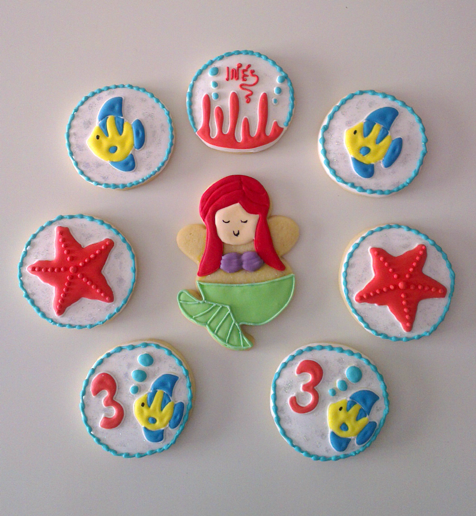 ♥ Galletas decoradas de la sirenita para cumpleaños