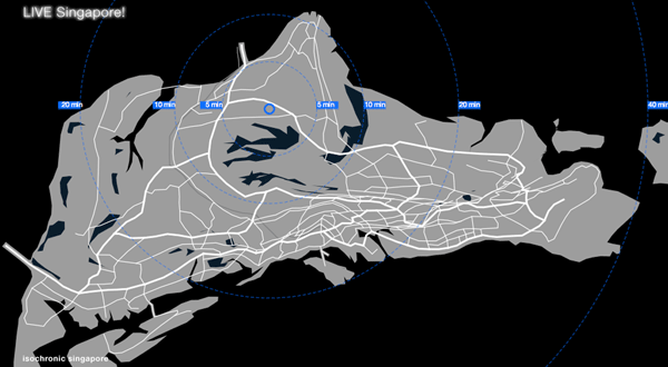 Live Singapore, representación de información en isocrónicas