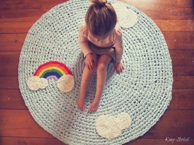 12 Ideas para hacer con trapillo o crochet XXL alfombra-kids-trapillo