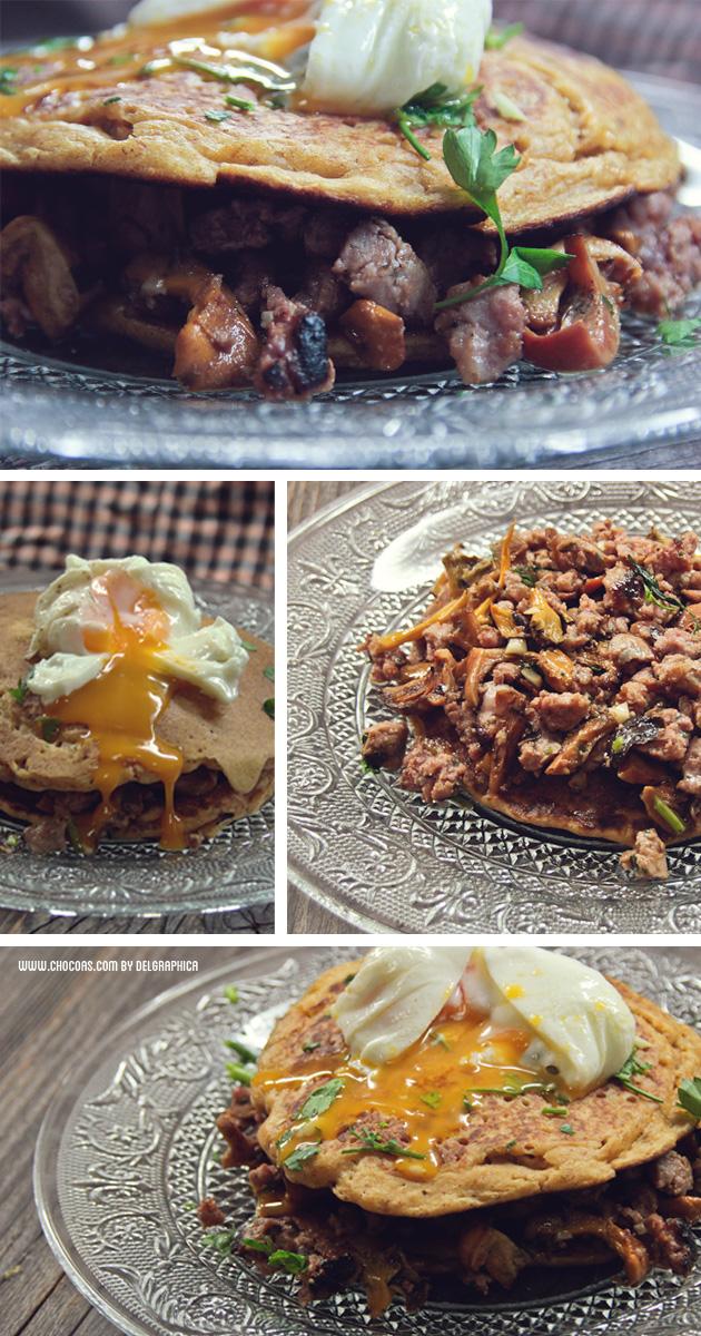 Pancakes salados con setas - receta Pancakes salados con setas - receta