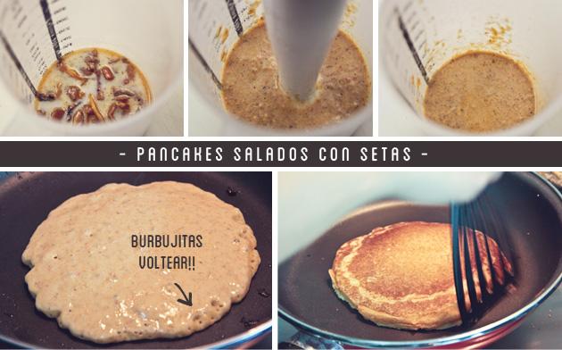 Pancakes salados con setas - receta Pancakes salados con setas - receta