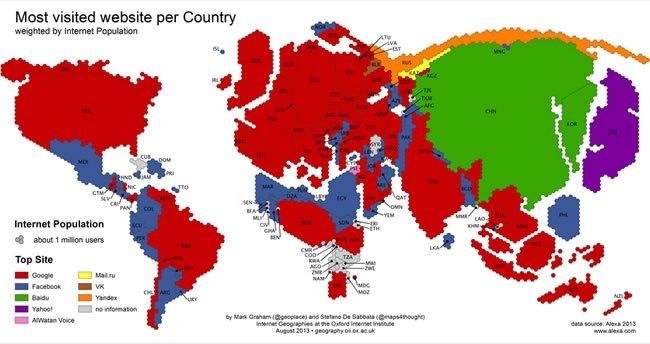 Age of Internet Empires: Un mapa que muestra cual página es más popular en cada país mapamundi-2