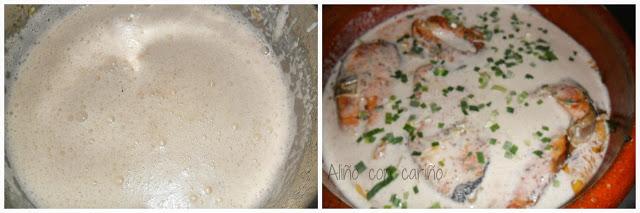 SALMÓN EN SALSA DE GAMBAS SALMÓN EN SALSA DE GAMBAS