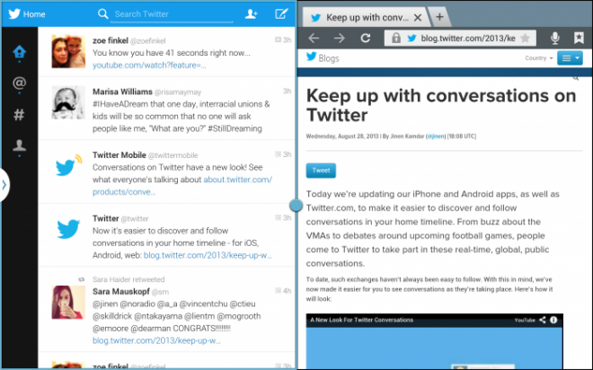 Twitter para tablets Android llega en exclusiva para equipos Samsung Multi_Screen_View
