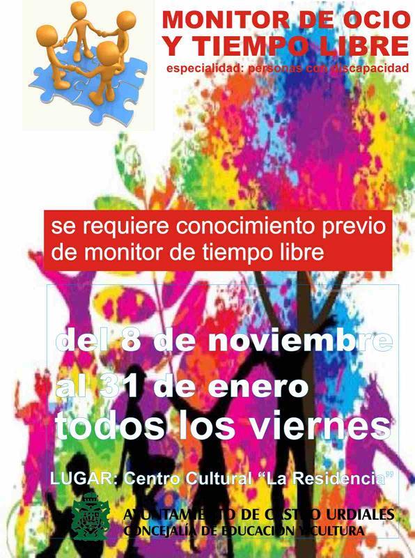 Curso Monitor Ocio y Tiempo Libre,especialidad personas con discapacidad en Castro Urdiales Curso Monitor Ocio y Tiempo Libre,especialidad personas con discapacidad- Cartel