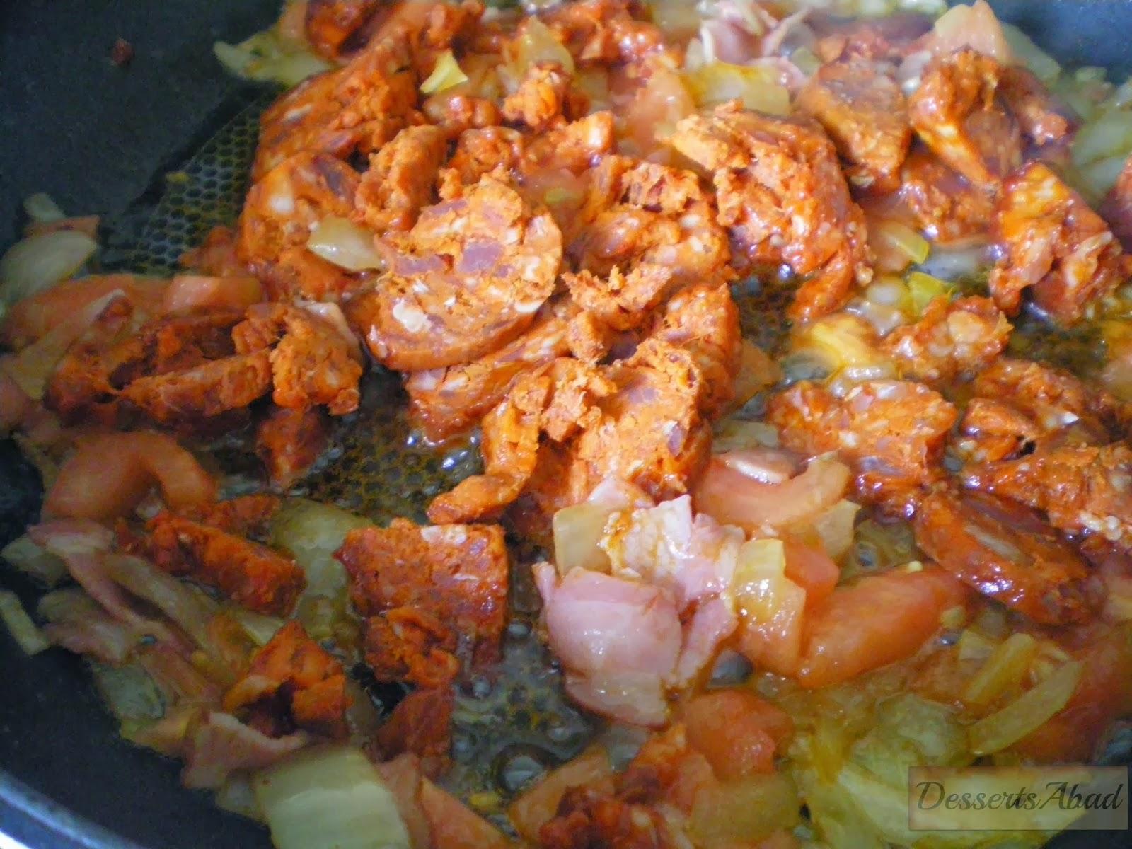 Macarrones con jamón y chorizo Macarrones con jamón y chorizo