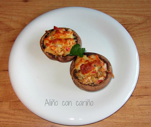 CHAMPIÑONES PORTOBELLO RELLENOS DE MARISCO