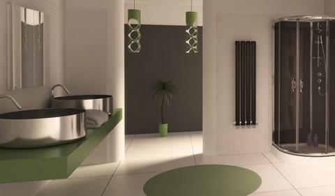 Baños en color blanco y verde Baños en color blanco y verde