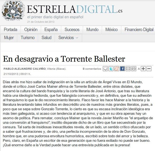 En desagravio a Torrente Ballester Publicado en Estrella Digital