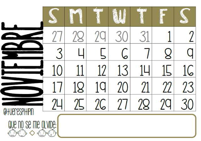 Calendario de noviembre 2013 {listo para imprimir}