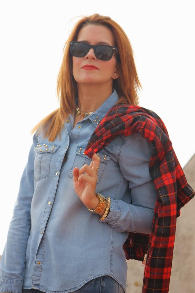 Tartan and ripped jeans