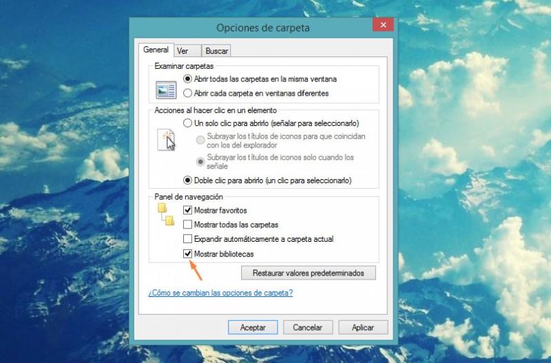 Como volver a poner las bibliotecas en Windows 8.1