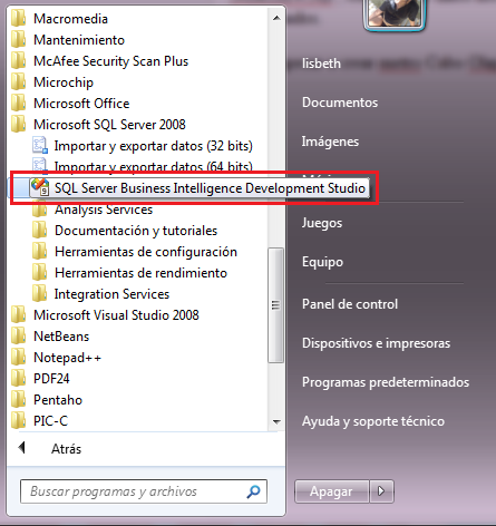 Abrir SQL Server Business Intelligence