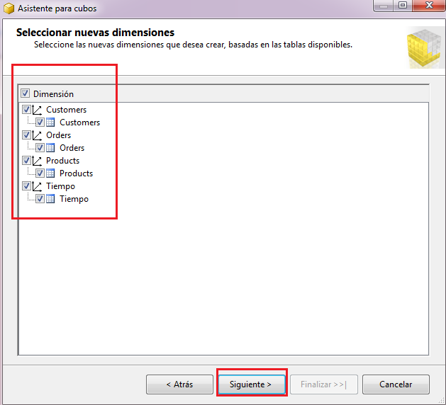 Seleccionando Dimensiones