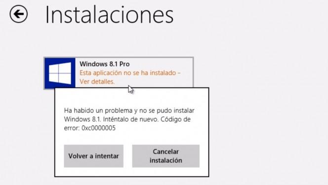 Como solucionar el error 0xc0000005 al actualizar a Windows 8.1