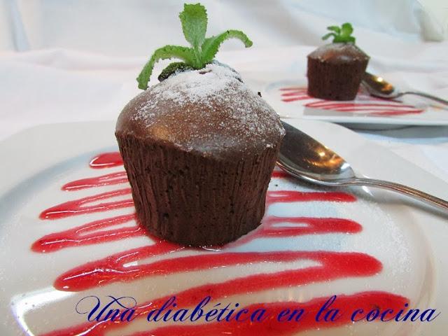 Coulant de chocolate con las distintas raciones aptas para diabéticos y primer año del blog Coulant de chocolate con las distintas raciones aptas para diabéticos y primer año del blog