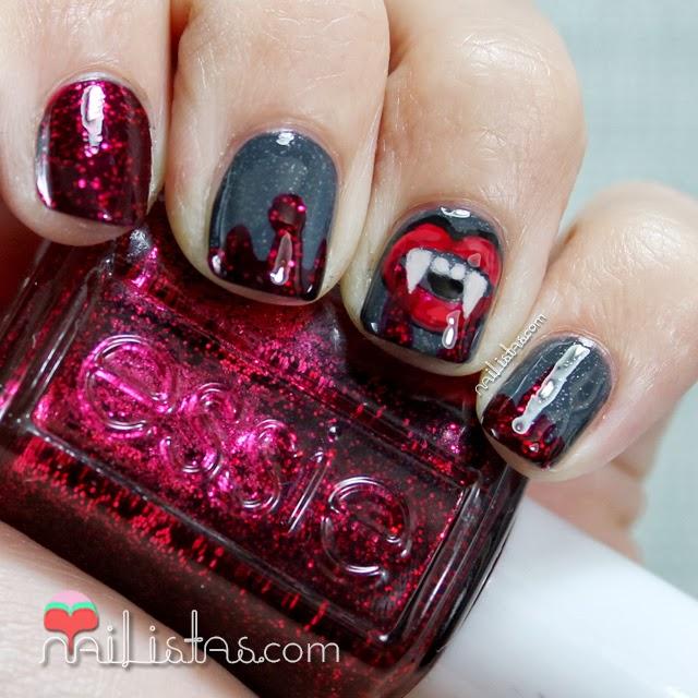 Uñas decoradas con dientes de vampiro y sangre | #ManisdeHalloween Uñas decoradas con dientes de vampiro y sangre | #ManisdeHalloween