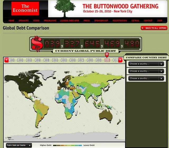 Mapa interactivo sobre la Deuda de los Países (The Economist)