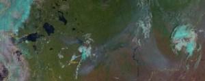 Las llamas en Moscú vistas desde el espacio