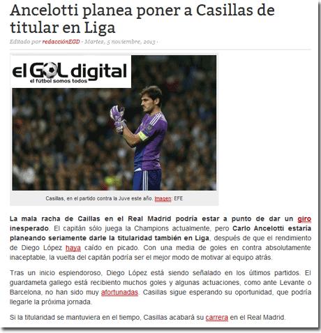 Recopilación de lo publicado sobre el tema Casillas/D.López en estas últimas horas