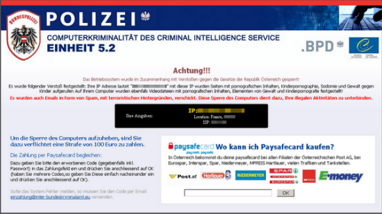 La policía bloquea tu navegador Virus de la policia bloquea tu navegador de Alemania