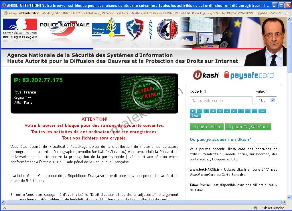 La policía bloquea tu navegador Virus de la policia bloquea tu navegador e Francia