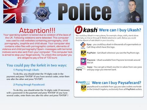 La policía bloquea tu navegador Virus de la policia bloquea tu navegador de Gran Bretaña