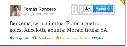 Tomás Roncero y su opinión veleta con Benzema Tomás Roncero y su opinión veleta con Benzema