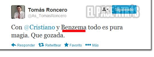 Tomás Roncero y su opinión veleta con Benzema Tomás Roncero y su opinión veleta con Benzema