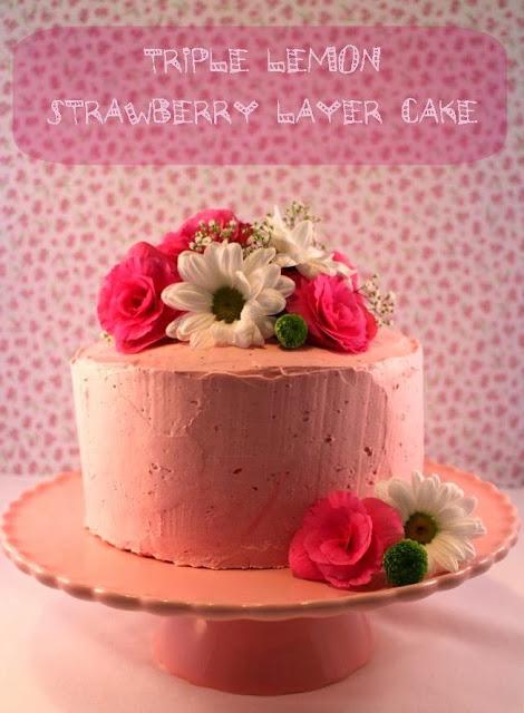 Triple lemon strawberry layer cake with strawberry swiss meringue buttercream Triple lemon strawberry layer cake with strawberry swiss meringue buttercream