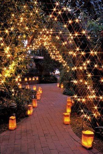 Illuminating the path~  Decorate your courtyard with holiday lights, perfect for deewali!