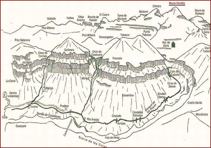 mapa en relieve del valle de ordesa