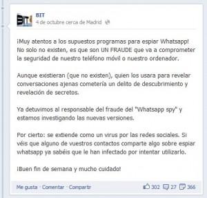Whatsapp espía La Brigada de Investigación Tecnológica del CUERPO NACIONAL DE POLICÍA En Facebook