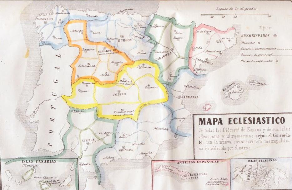 Mapa eclesiastico posterior concordato