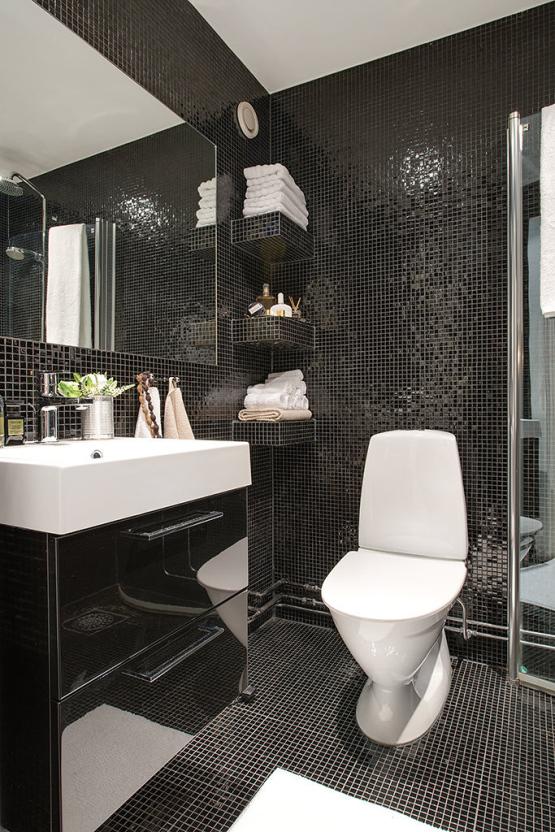 Decoración de contrastes: sólidos oscuros en las paredes paperblog Diseño Oscuros baño