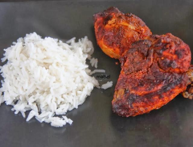 Tandoori de pollo y arroz con leche de coco