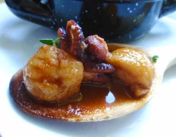 Castañas con Pulpitos en un guiso Castañas con Pulpitos en un guiso