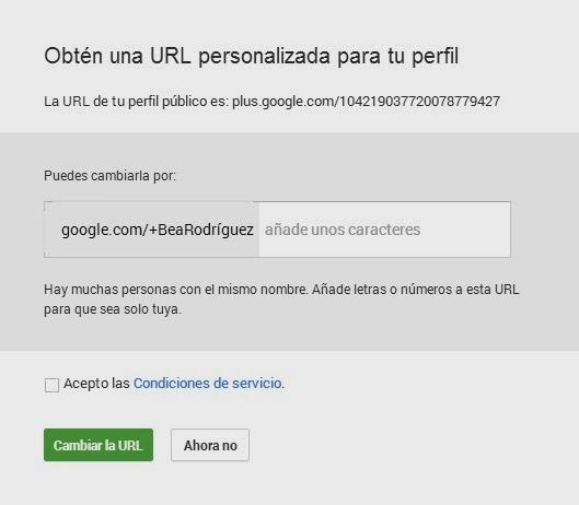 URL Google+ Personificar URL Google+