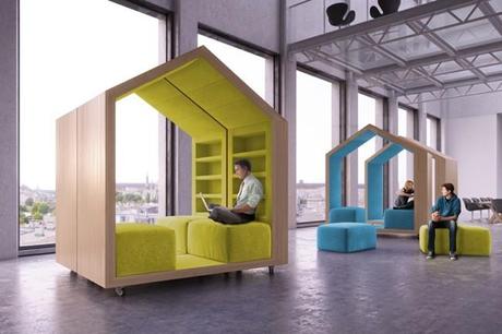 Casas modulares dentro de la oficina casitas del árbol de Malcew