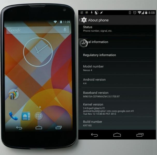 Nexus 4, Android 4.4 KitKat ya disponible vía OTA Android 4.4 Nexus 4 OTA Nexus 4, Android 4.4 KitKat ya disponible vía OTA