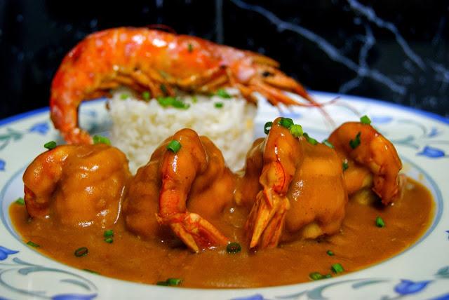 Popietas (Paupiette) de Lenguado y Gambas en Salsa Americana con Arroz Popietas (Paupiette) de Lenguado y Gambas en Salsa Americana con Arroz
