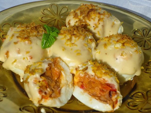 Huevos rellenos gratinados ollla GM Huevos rellenos gratinados Ana Sevilla