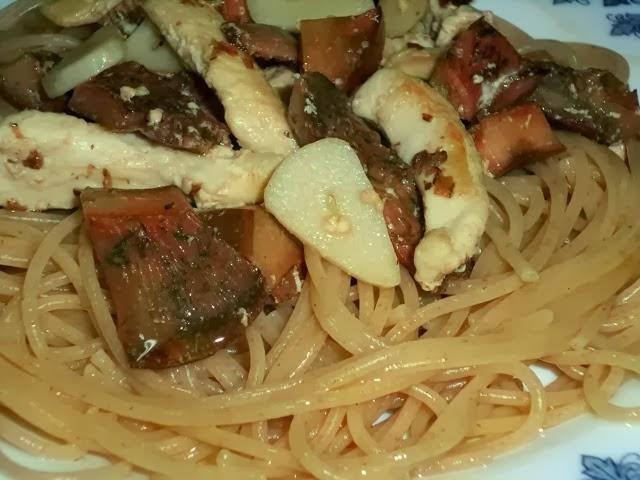 Espagueti Integrales con Setas y Pollo Espagueti Integrales con Setas y Pollo