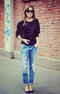 Street style:Ripped jeans