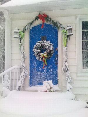 puerta azul navidad